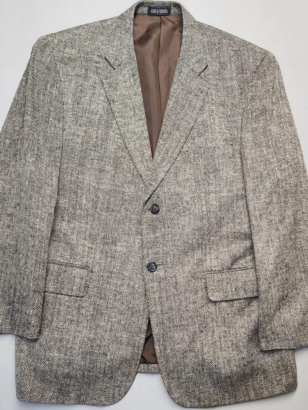 Towncraft Men's 40S 100% Silk Sport Coat Blazer Gray Brown Herringbone 2-Button
